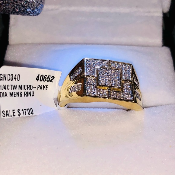 10k solid gold real diamond men ring free appraisal not plated no fake stones - Picture 1 of 8